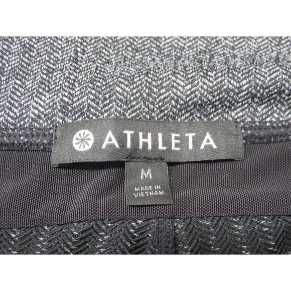 Womens Athleta Gray Yoga Pants Gym Workout Size M Herringbone High Waist Spandex - Picture 5 of 7